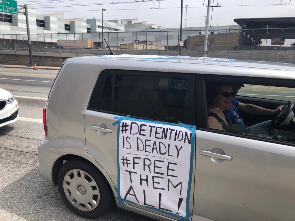 On the last day of March 2020, we partnered with folks like  @JusticeLANow,  @HomiesUnidos,  @CHIRLA and many others to have our first COVID safe car rally around the DTLA MDC, demanding that elected officials free everyone in jails and prisons during a global pandemic  #FreeThemAll