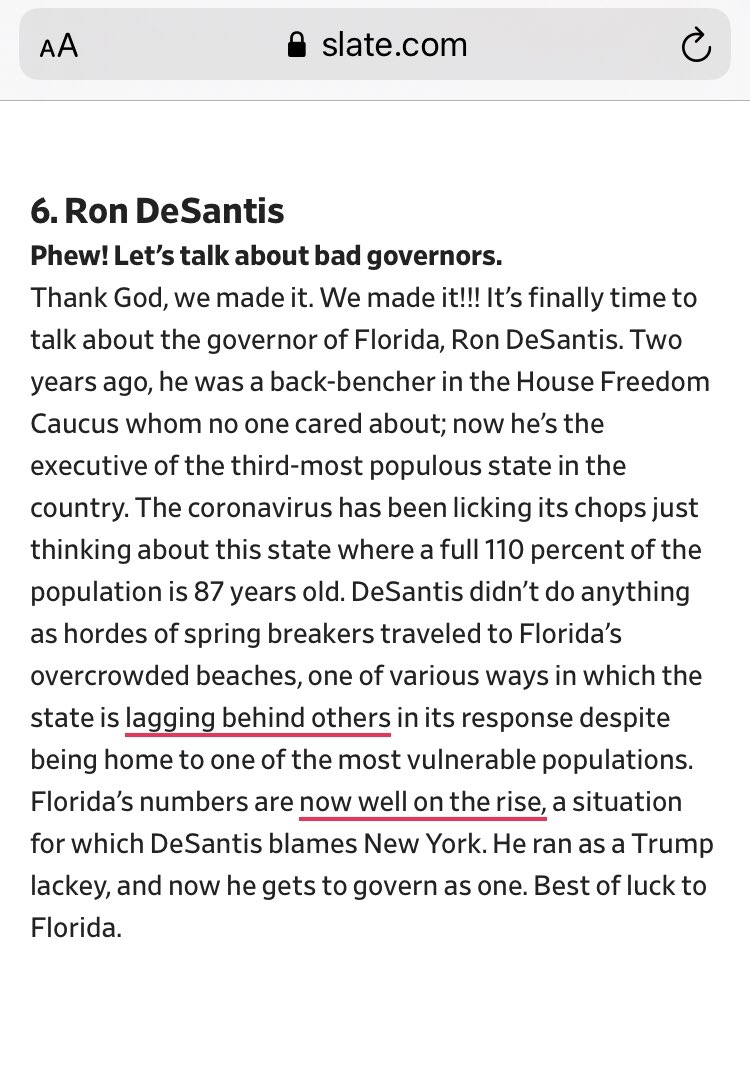 Back to your regularly scheduled programming. Here’s  @Slate - God bless them - who compared the governors they thought did the best and worst. I think the headlines say it all.