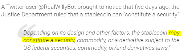 1/  $BTC's weekly RSI is at its highest point ever and we are going to get hit with the wall of fear soon. Tether fud is key in the crypto bullmarket playbook and it already started to raise it's head (notice how it's been rather quiet during the bear?)  https://www.fxstreet.com/cryptocurrencies/news/us-treasury-to-consider-stablecoins-as-security-202012301155