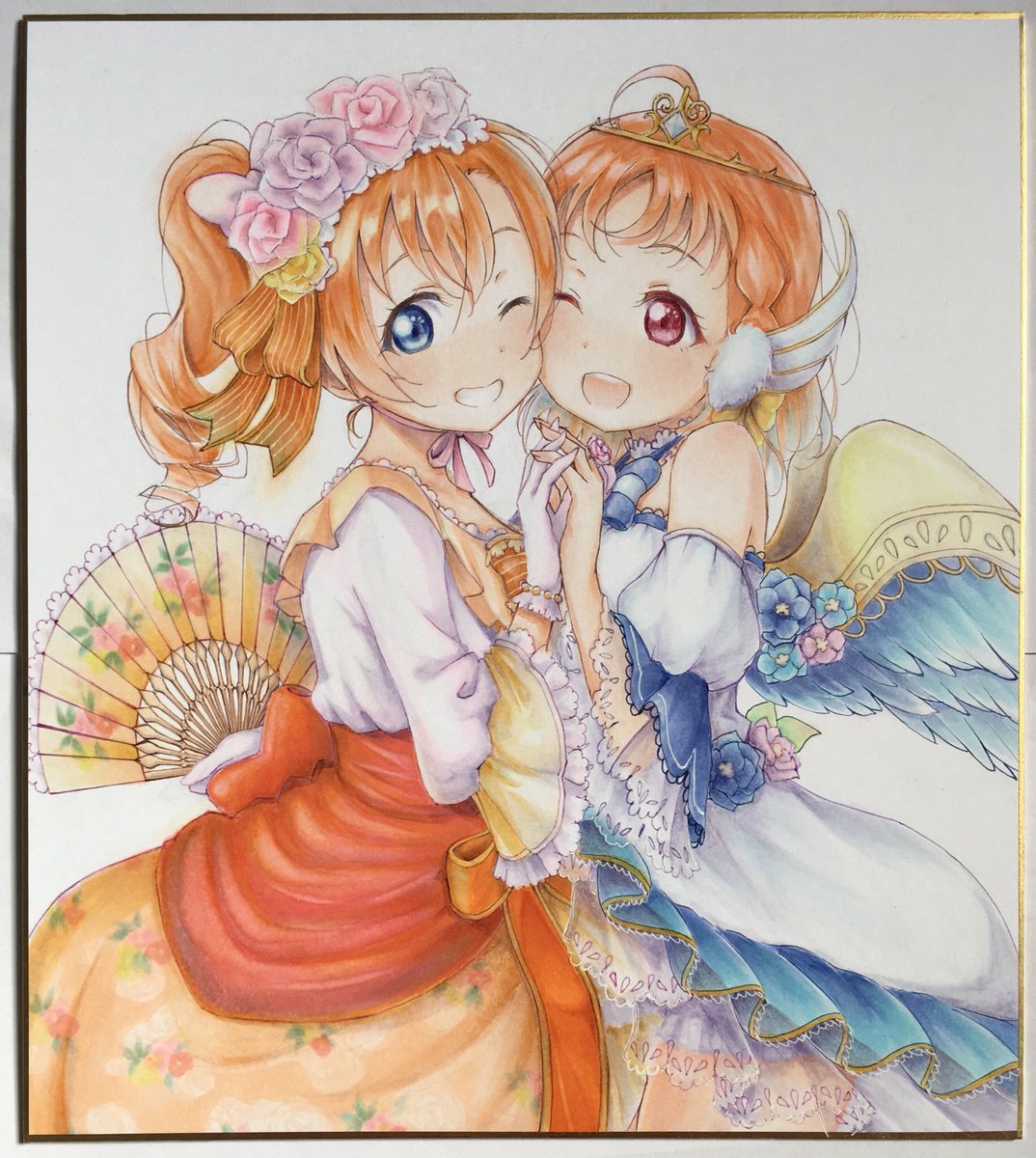 ほのちか 高坂穂乃果 高海千歌 コピック コンタローのイラスト ほのちか 高坂穂乃果 高海千歌 コピック コンタローのイラスト