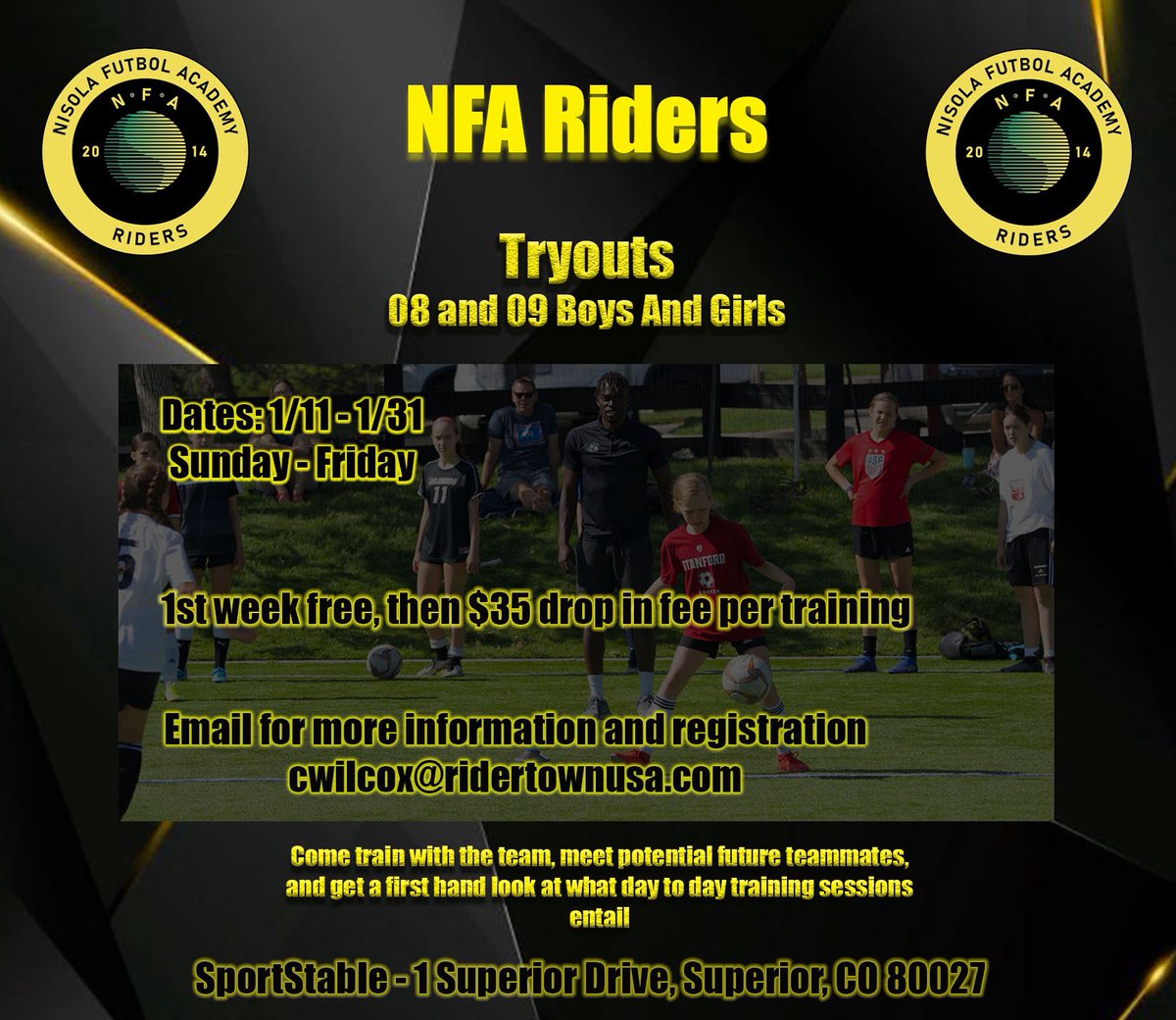 NFARiders's tweet image. Tryouts for 08 and 09 boys and girls!! email for details