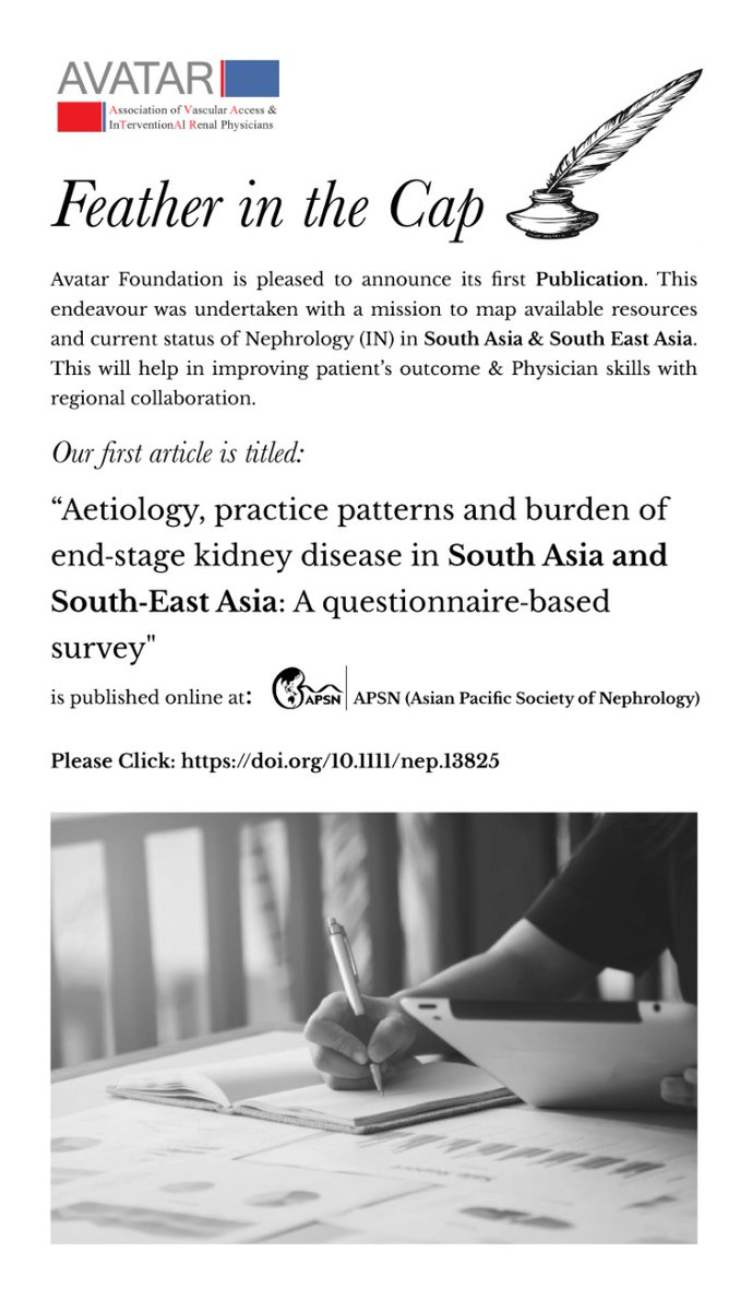 AVATAROrg's tweet photo. @AVATAROrg is pleased to announce its first publication
Titled: "Aetiology, practice patterns and burden of ESKD in South Asia & South-East Asia: A questionnaire-based survey"
Visit at : https://t.co/8L4HUcXurG
#NephAVATAR #Welcome2021 #thursdaymorning #avatar2021 #lastdayof2020 https://t.co/moSrurTWE8