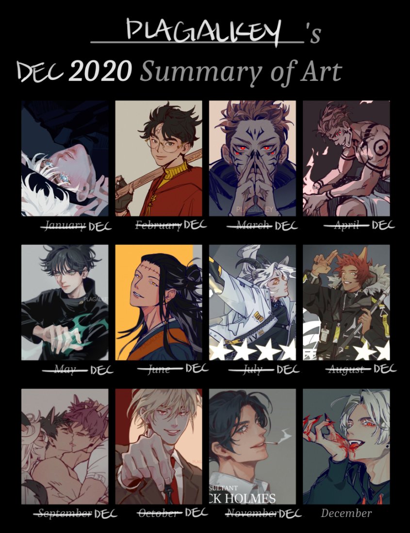 2020 was a rough year for me and i rly struggled to balance my job, studying CPA, and art as evidenced by the large gaps in my summary,,, i sorta made up for it in december tho right? ??
my goal for 2021 is to achieve better worklife balance and have more consistent art output
