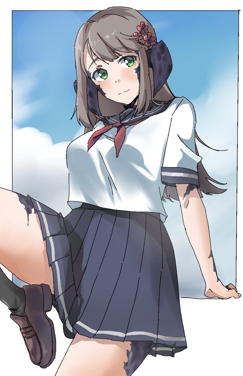 Ishgardian students might have their fancy modern Collegiate outfit, but in the Far East, things are a little different. Maya still looks good in her former school uniform – or at least, she thinks she does!

This beautiful piece of art was done by the one and only @lttlggr!
