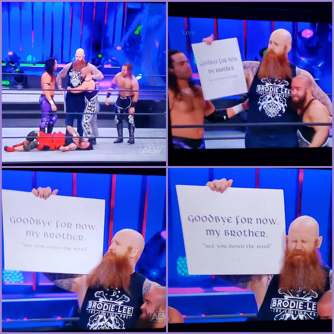 AJRod_26's tweet photo. Somewhere in wrestling paradise...

Jon is all smile and tears...

Just as erick RED BEARD rowan was...

Just like this 36 yr old long time wrestling fan is now😢😢

For you brodie 🙏🏽💜🖤

#AEWDynamite #AEWonTNT  #TributeForBrodie 
#RIPLukeHarper 
#RIPBrodieLee
#RIPJonHuber https://t.co/iZsMs345me