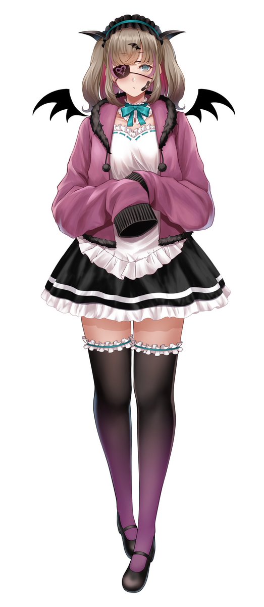 オリジナルツインテメイドパーカー眼帯可愛いこ 沼黒のイラスト