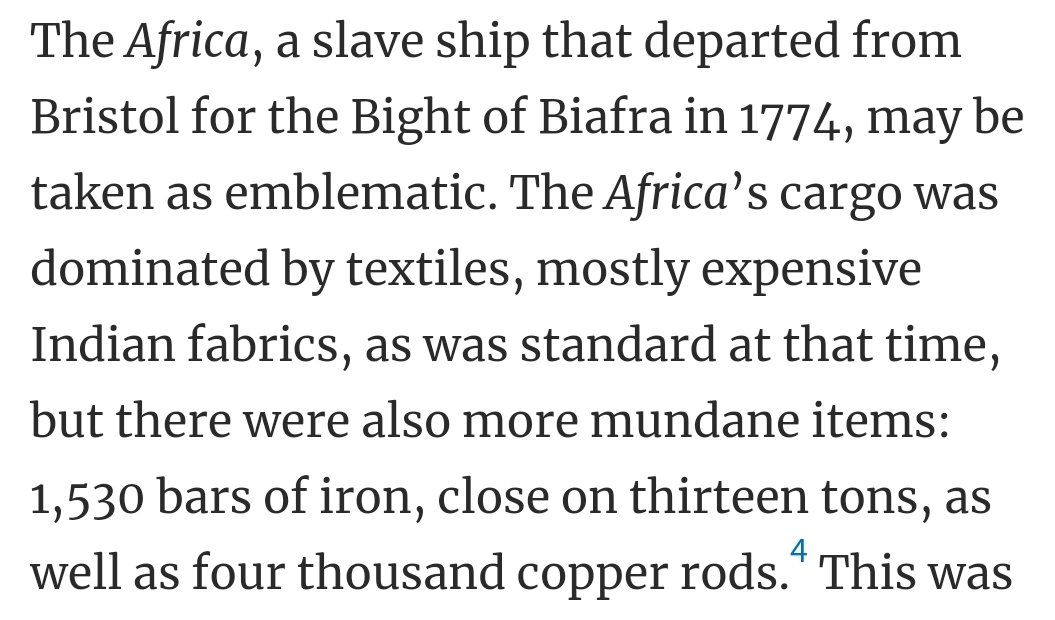 Mostly people focus on the luxury goods like fabrics and porcelain that slave traders used to pay for captured slaves — but copper and iron was a significant slice of commerce, too:  https://academic.oup.com/past/article/239/1/41/4791264