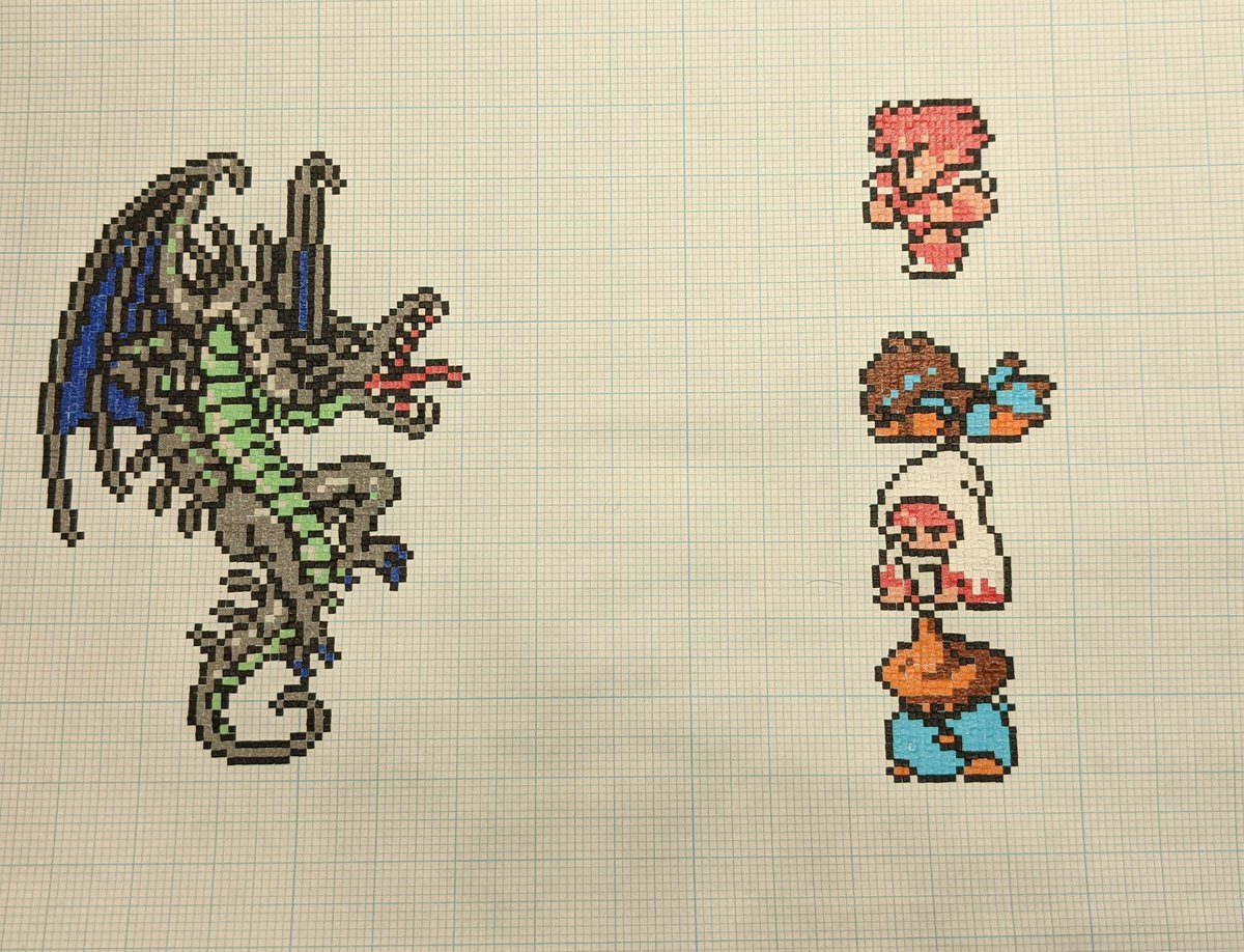 こぶ 野生のドット絵職人 で できた ホントはバハムートが良かったけど 画集に居なかったのでバハムルです 渋谷員子女史に届いて欲しい Ff3 マスキングテープ ドット絵 Pixelart