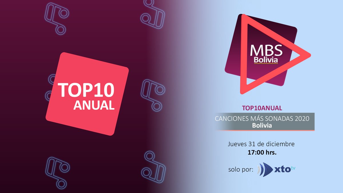 XTOTVBolivia's tweet photo. #MbsBolivia imperdible!!!
Este jueves 31 de diciembre cerramos el año con la 1ra. Parte del #Top10Nacional, apoyando a talento nacional con el ranking anual y sus protagonistas.
Por #XTOTV simultáneo por nuestro canal en youtube: XTOTV ENLACE BOLIVIA.
Hrs. 17:00 https://t.co/VfwxmgHq74