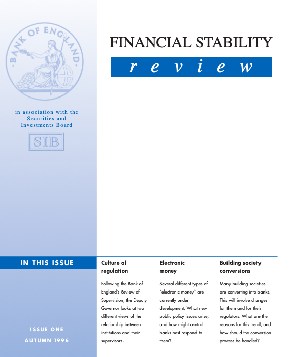 18/ FS “did not do much conceptual research”, or, more exactly, some “a la carte” Its supervision duties were transferred to a Financial Services Authority in 1997 (to governor's utter dismay), Financial Stability nevertheless launched & maintained a Financial Stability Review