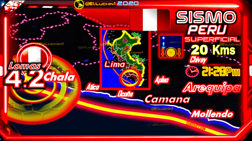 elluchin1's tweet photo. 🇵🇪➡#Temblor 🔴4.2⚡ Oficial IGP 
🏖#Chala a 34 Kms al SurOeste de #Lomas
⏱21:28 Pm 🌌Noche Peruana 🇵🇪
SUPERFICIAL🔰20 Kms 
#Yauca D de #Arequipa #Ica #Peru🇵🇪 
#FelizJueves #Temblor #BTS
#Sismo #Earthquake https://t.co/u7e76g3nDL