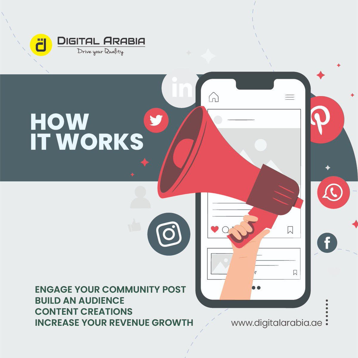 Simple steps to do social media marketing to get better ROI  #Facebookmarketing #twittermarketing #instagram #linkedinmarketing 
Enquire us- info@digitalarabia.ae
Website link- digitalarabia.ae