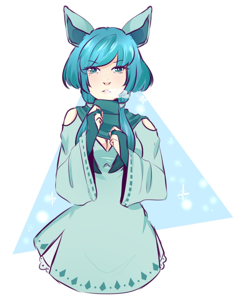 One hour challenge drawings I did on Kei's stream today ✨Mitsuru from Persona and a random glaceon gijinka~