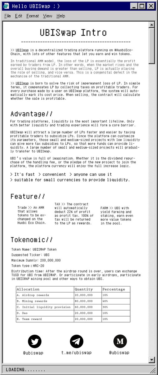 🔜🔜STAY TUNED!!!! #UBISWAP @HuobiECOChain <a href="/HuobiGlobal/">火币HTX</a> <a href="/TokenPocket_TP/">TokenPocket</a>