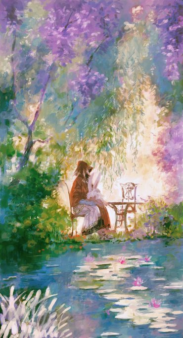 「sitting wisteria」 illustration images(Latest)