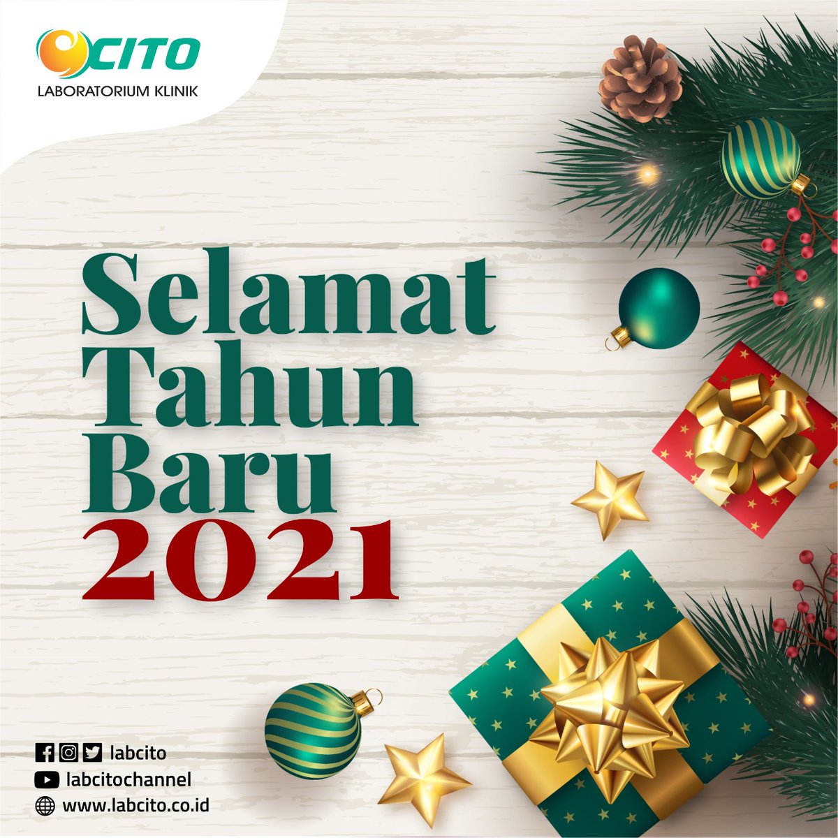 labcito's tweet photo. Segenap keluarga besar Laboratorium Klinik CITO,
mengucapkan Selamat Tahun Baru 2021
tetap semangat, sehat, & selalu patuhi protokol kesehatan.
Pelayan kami kembali tersedia pada 2 januari 2021
Informasi selengkapnya silakan menghubungi Lab Cito cabang terdekat.
#labcito https://t.co/y2prYGlHey