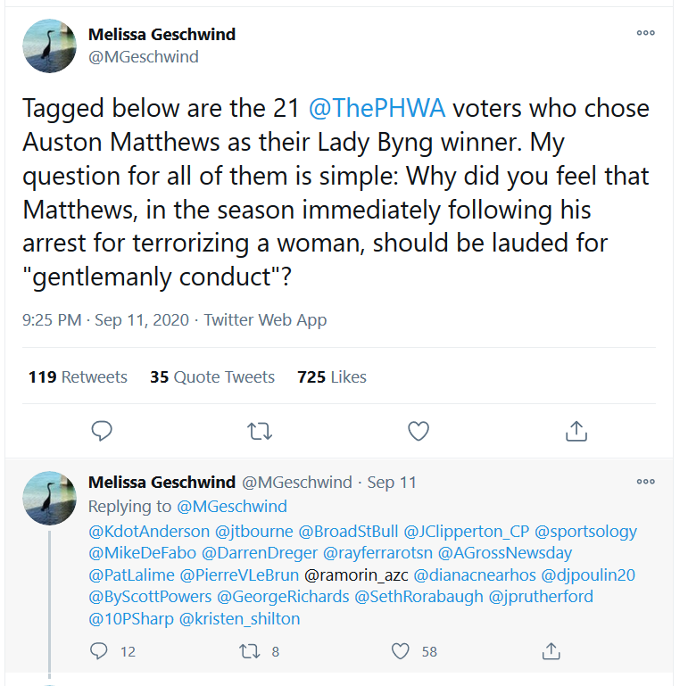 this is just dedicated to his lady byng vote for m*tthews, and also to the fact that he was one of the 5 (out of 21!) such writers who did not respond to a request on twitter to comment on it. here's the fantastic article accompanying this tweet:  https://themelissaverse.wordpress.com/2020/09/14/matthews-for-byng-voters-reflect-on-their-selection/