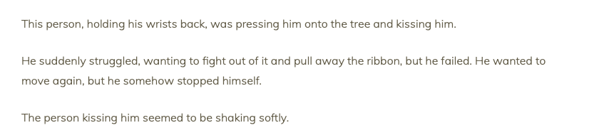 content warning for canon kinks, very nsfw. // starting w phoenix mountain!! of course, we know lwj is completely out of control here, so unable to hold himself back in this moment where wwx is completely vulnerable that he noncon kisses him. and then king breaks a tree <3