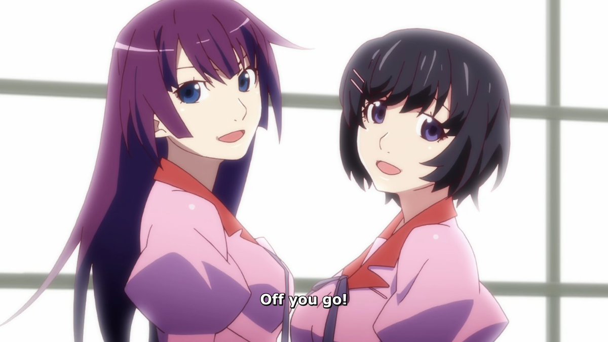 Tsubasa and Hitagi's relationship with Koyomi has really flourished as well. You can just tell from the final seconds of the final episode where they refer to each other by their first name... it's so hard to describe but seeing their ending interactions here was all I needed.