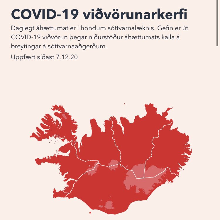 Þrír greinast innanlands og þar af tveir í sóttkví. Spurning hvort ekki megi endurskoða þetta “daglega” áhættumat sóttvarnalæknis sem hefur ekki verið uppfært síðan 7. des?
#openthegates
