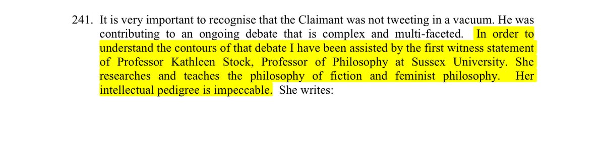 1/ On this auspicious day, let’s all remind ourselves of what Mr Justice Julian Knowles said of Professor Kathleen Stock, now OBE, in Harry Miller v The College of Policing & The Chief Constable of Humberside 14/02/2020.