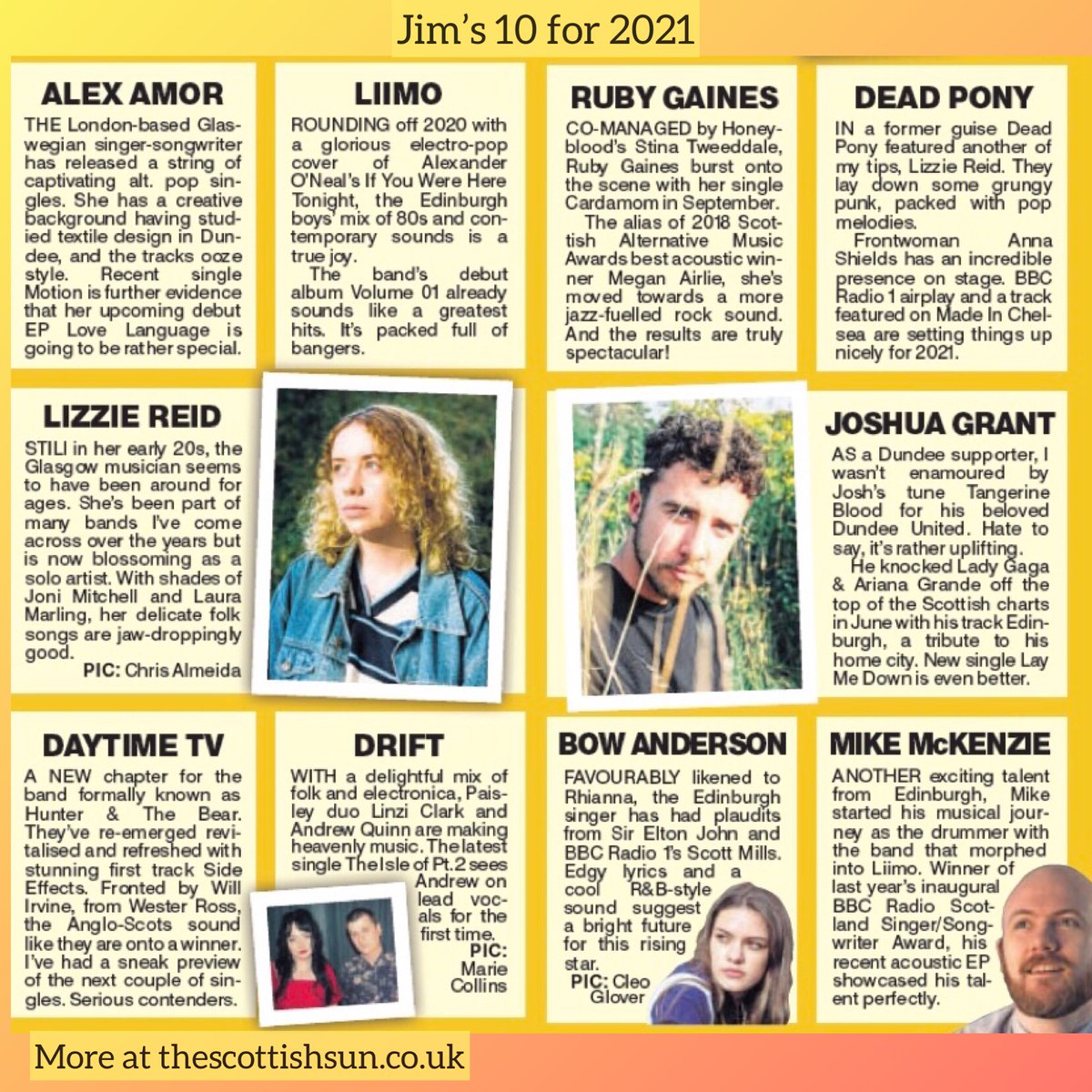JimGellatly's tweet photo. Revealing my 10 for 2021...

Scottish acts to watch out for in the coming year

https://t.co/feWMSV2OhY

Hear all 10 on Amazing Radio this Sunday 2-4pm

Listen Live or Listen Again:
https://t.co/TprQbZHGyJ

#10for2021
#NewMusic https://t.co/QETL7uWbr3
