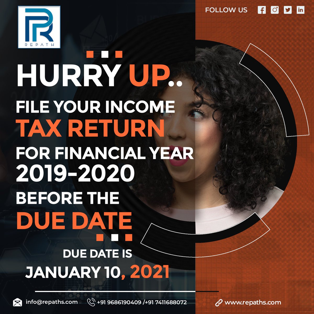 RepathL's tweet image. HURRY UP... 
File your Income Tax Returns (Non - Audit) before the Due Date 

Contact Us for more details: 
+91 9686190409 
+91 7411688072 

Visit Us: repaths.com 

#taxes #filings #incometaxes #Accounting #incometaxereturns