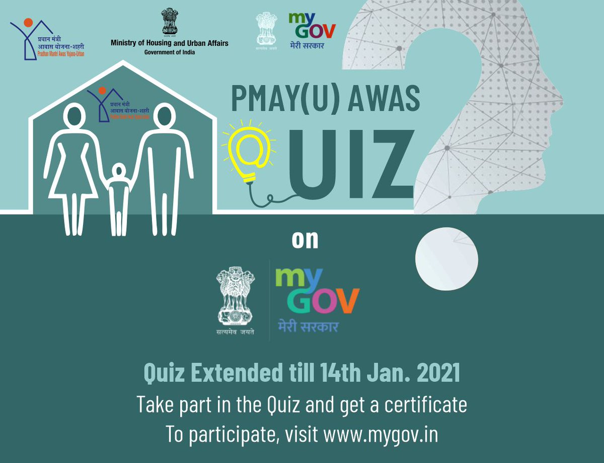 PMAYUrban's tweet photo. More days, More chances to win!

With PMAY(U) dates being extended till 14th Jan 2021, you have more chances to win. 

Hurry Up and participate here:
https://t.co/NyjZXdWVKI

#HousingForAll https://t.co/nOr2vTbWq7