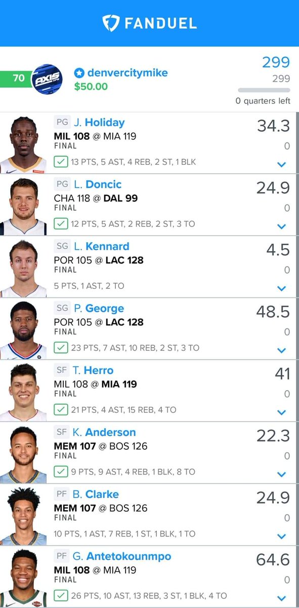 AxisDFS's tweet photo. Not a true win but solid effort from #AxisOptimal

Fantasy point leader of the night ✅

Back at it again tomorrow! 

⚡ #AxisNBA ⚡

✳️Want to win with us⁉️
Join our discord
Sign up here 👇
https://t.co/a6hpiwGsoH https://t.co/rkwECv6fcb
