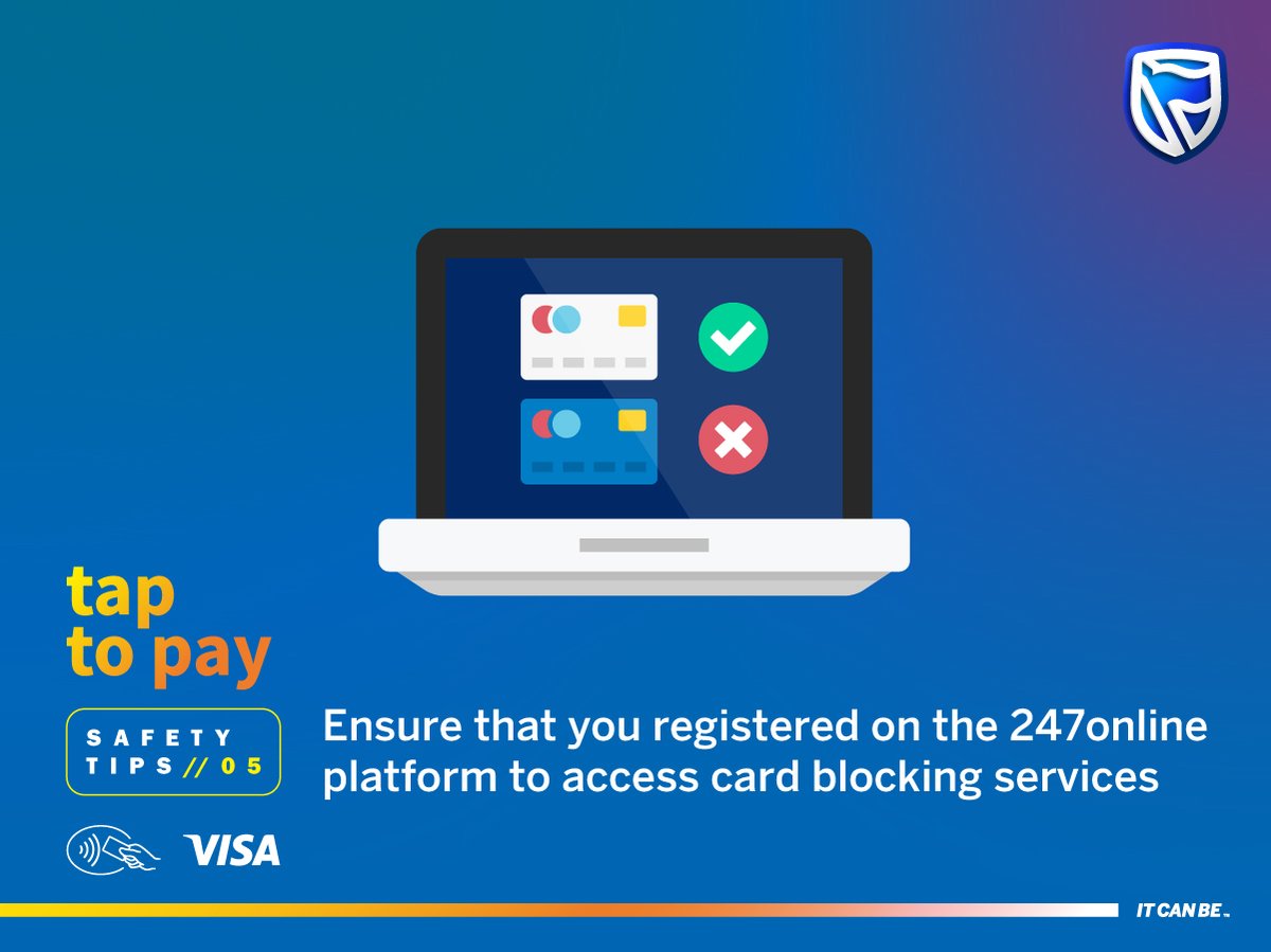 StandardBankMW's tweet image. With 247 Online you CAN BE in control. In the event, your Contactless Card is stolen or lost, registered users can simply use 247 Online to block the missing card. #ContactlessCard