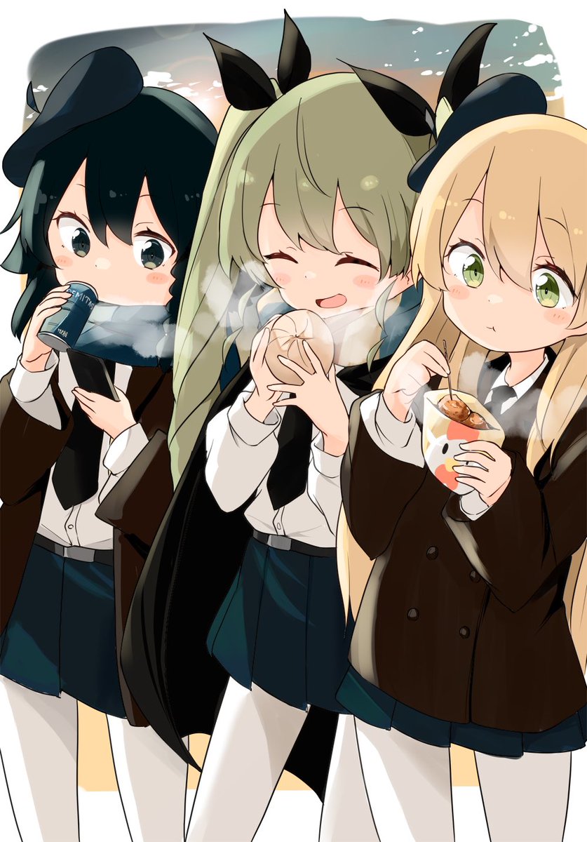 アンチョビ(ガルパン) ,カルパッチョ(ガルパン) ,ペパロニ(ガルパン) 「#今月描いた絵を晒そう
12月はわりと描いたのかな
来年もこの調子で頑張っていき」|ばぐえ、のイラスト