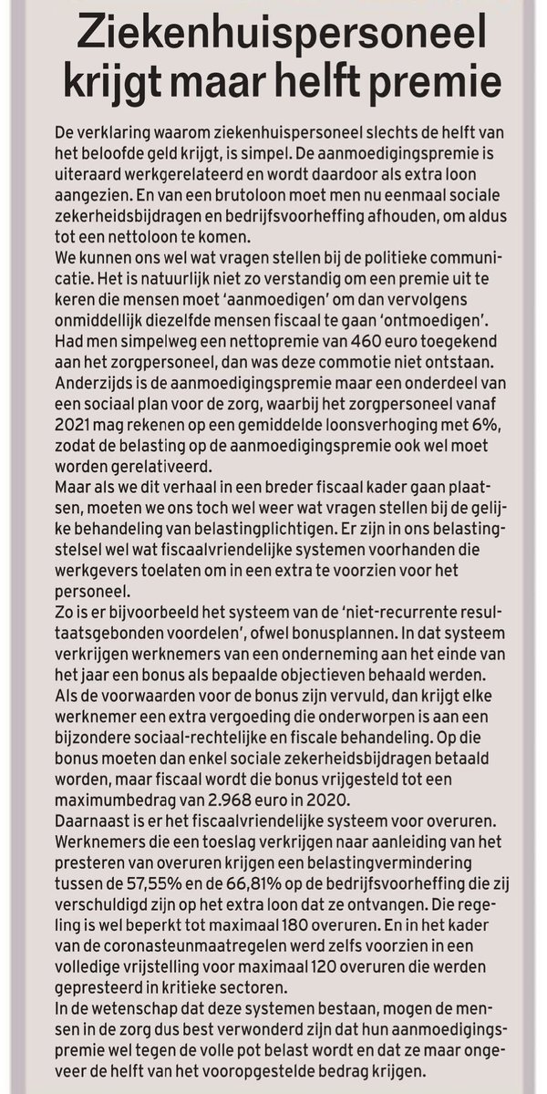 Alle kleine beetjes helpen! Een gegeven paard kijk je niet in de bek, alleen is de premie van 1000€ voor de zorgsector best genuanceerder. Meer dan de helft stroomt terug naar de overheid. <a href="/VincentVQ/">Vincent Van Quickenborne</a> <a href="/FrankVandenbr10/">Frank Vandenbroucke</a> <a href="/alexanderdecroo/">Alexander De Croo 🇺🇳</a>
<a href="/MausMichel/">Michel Maus</a>