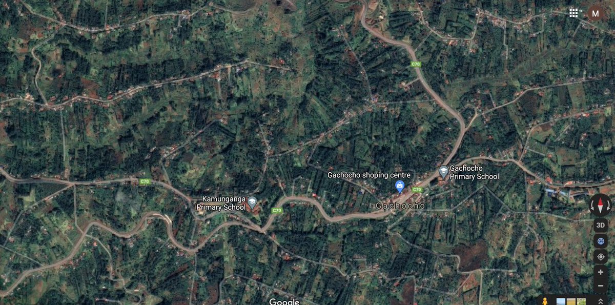 Look...a satellite view of some random place in rural Murang'a - trees everywhere; this is a densely populated county, but you can hardly see people's houses!