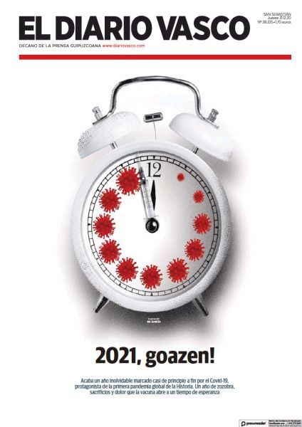 diariovasco's tweet photo. Egun on. Buenos días. Esta es la portada de hoy de El Diario Vasco para despedir este año. 
2021, goazen!⬇
https://t.co/mI2Rc5ezPD https://t.co/L8avVptDgJ
