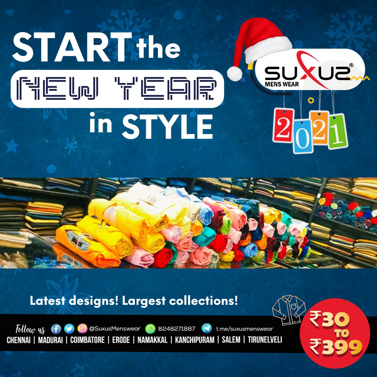 SuxusMens's tweet photo. Fully Loaded With trending Stocks!
All men's collections from ₹30 to ₹399 only at SUXUS Menswear

#suxus #menswear #rs30to399  #lowprice #pants #Casuals #formal #denims #trousers #shirts 
#Chennai #Madurai #Coimbatore #Erode #Namakkal #Kanchipuram #Salem #Tirunelveli https://t.co/Hpf44oLCrn