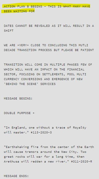 On January 13, 2020 he suggests a more restrictive statement, now what we have been waiting for happens during Action Plan B, not the Outcome. So during Plan B =2020, we already should have seen price increase, which is what people have been waiting for, nothing else. 6/*