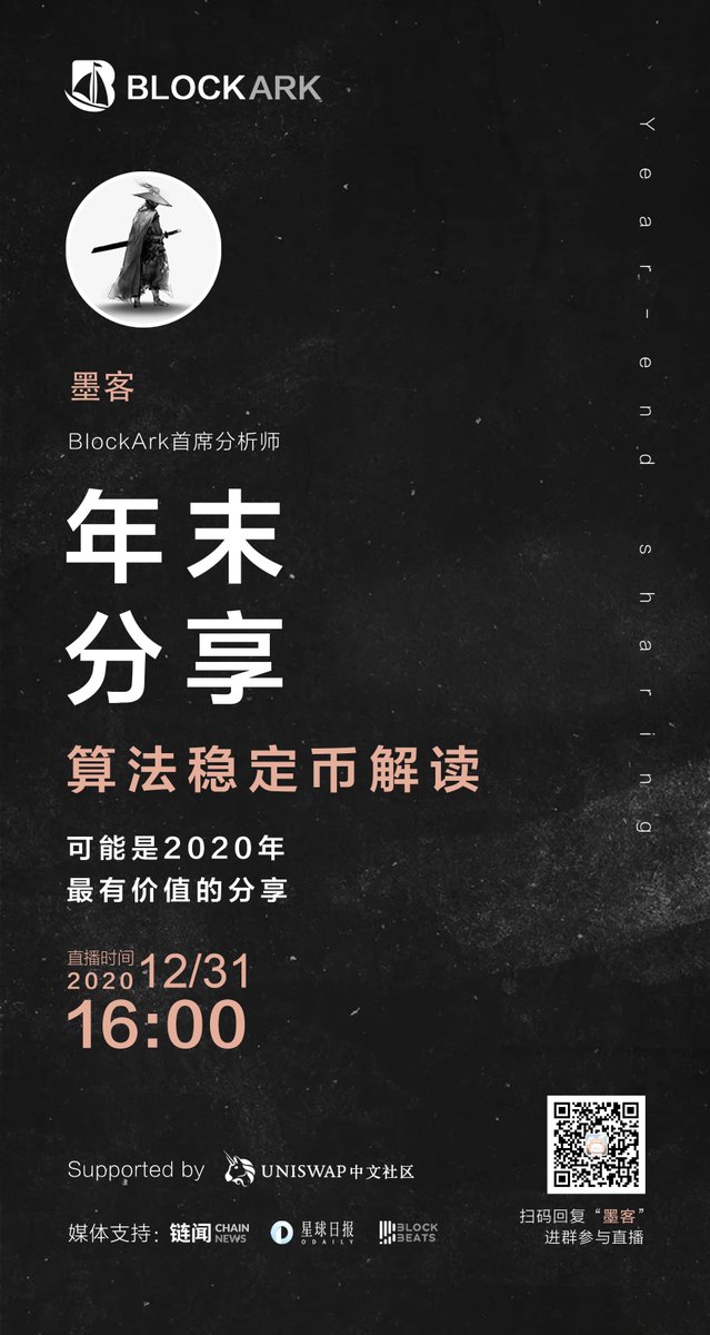 Block_Ark's tweet image. As the first batch of KOLs who pay attention to algo #stablecoins, Moc (chief analyst of #BlockArk) is sharing his opinions about the essence of algo stablecoins and projects‘ mechanism analysis @AmpleforthOrg @BasisCash @fraxfinance @emptysetdollar @mithcash $AMPL $BAS $FXS $ESD