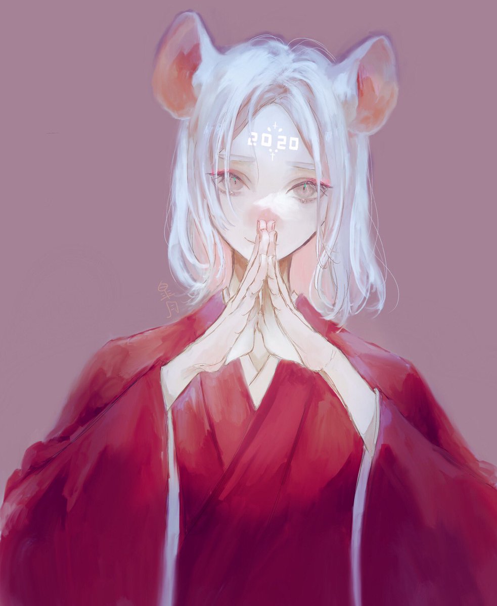 solo animal ears 1girl mouse ears looking at viewer white hair japanese clothes  illustration images