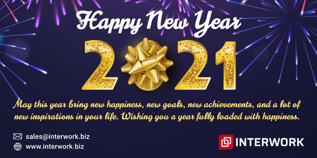 Interworksoft's tweet image. May this year bring new happiness, new goals, new achievements, and a lot of new inspirations in your life. Wishing you a year fully loaded with happiness.
#InterworkSoftwareSolutions #NewYear #HappyNewYear #HappyNewYear2021