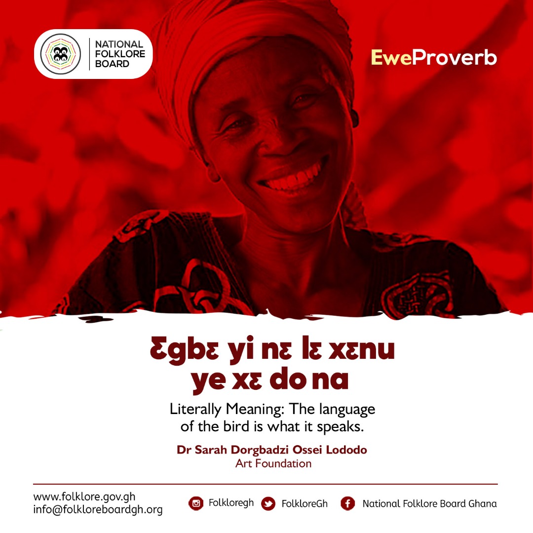 Ɛgbɛ yi nɛ lɛ xɛnu ye xɛ do na
Literal meaning: the language of the bird is what it speaks.
#proverbs 
#folklore