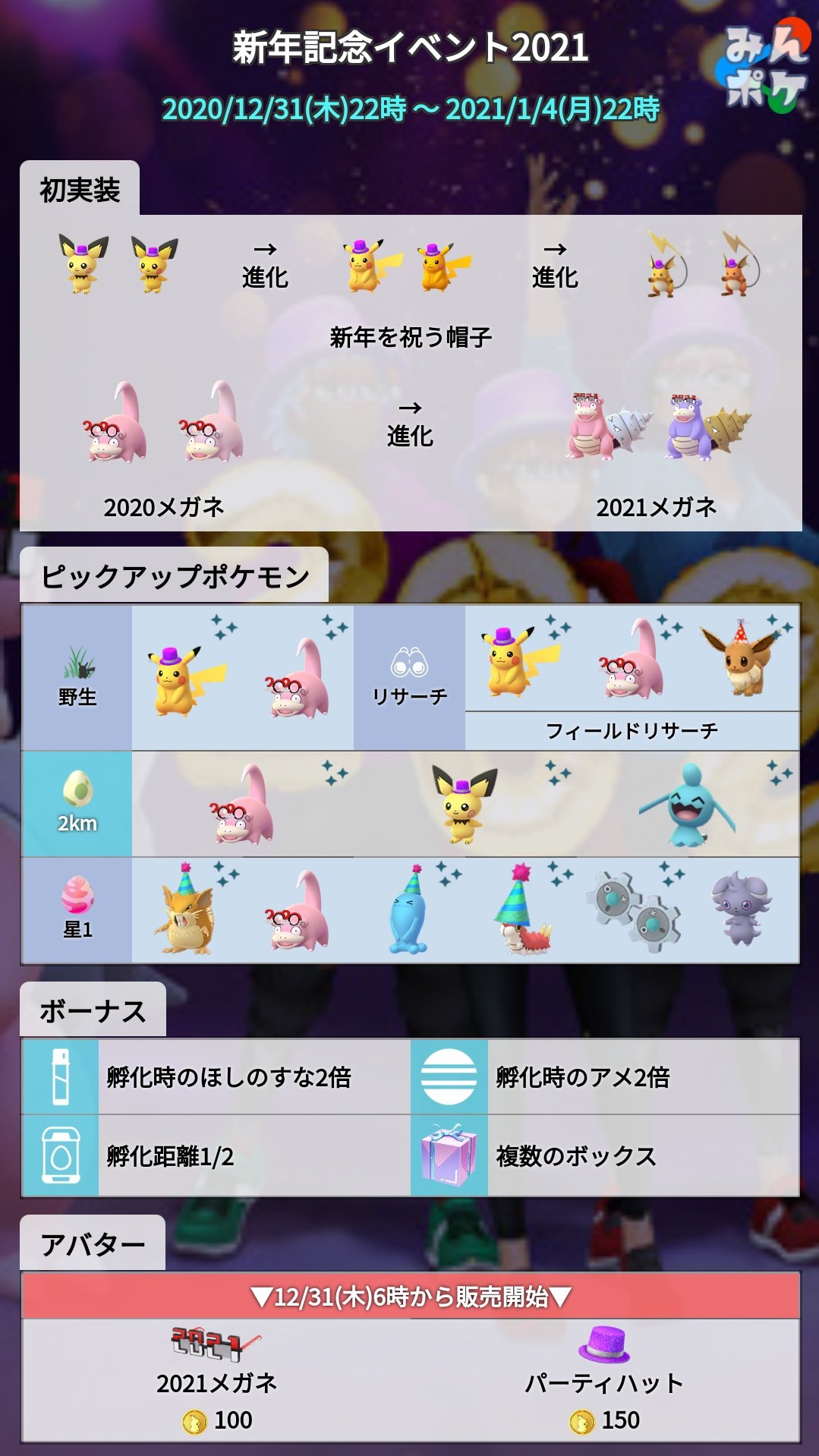 ポケモンgo攻略 みんポケ 新年記念イベントの始まったニュージーランドで初実装の新年帽子ピカチュウやヤドンの色違いの発見報告が上がっています T Co 7vi5ysvzql ポケモンgo T Co Giwu53gho1 Twitter