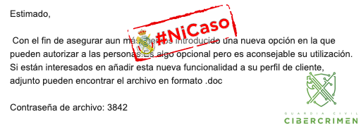 GDTGuardiaCivil's tweet photo. #GDTAlerta
Detectada campaña de emails maliciosos en los que se ofrecen "nuevas funcionalidades para nuestro perfil" si descargamos los archivos adjuntos e introducimos la contraseña que nos proporcionan
#NiCaso, se trata de malware aunque el remitente sea un contacto conocido https://t.co/OAYFjb06SN