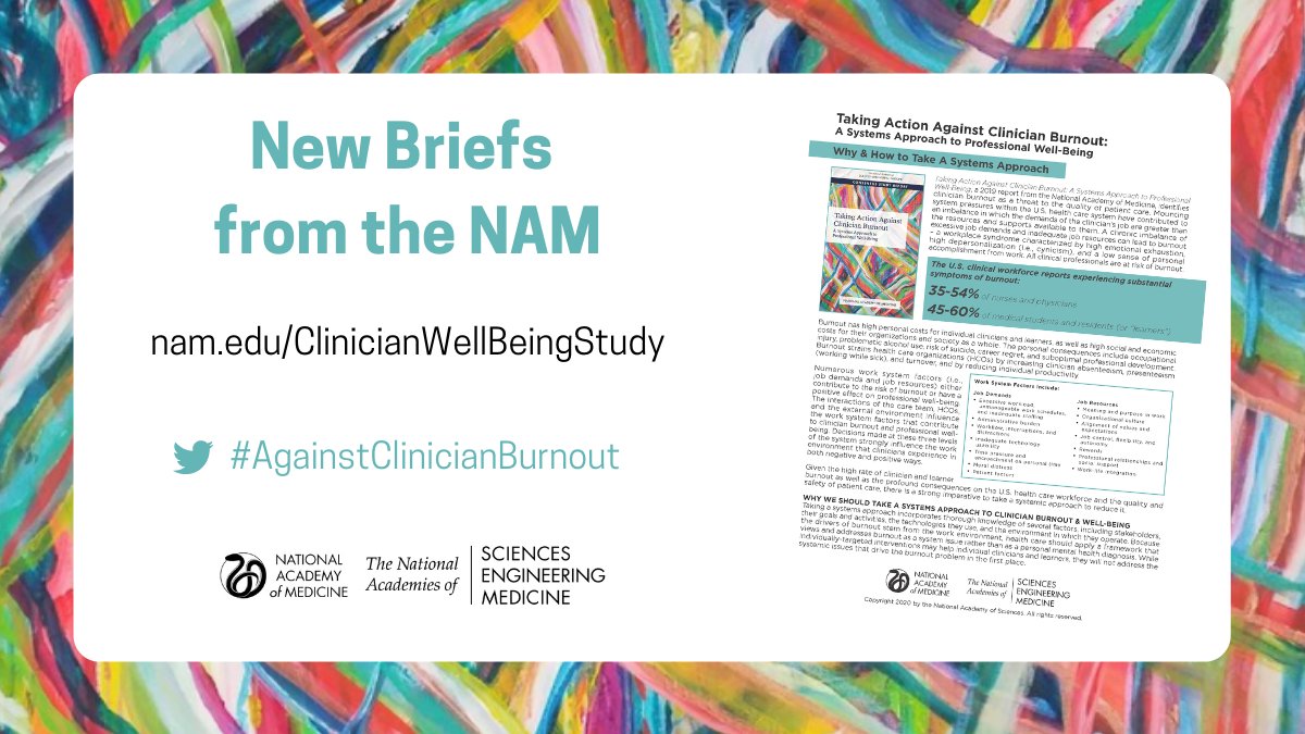 Health care reforms should address burdensome regulations & conflicting requirements to support #ClinicianWellBeing with coordinated efforts by federal, state & local government agencies; professional organizations; & accreditors: bit.ly/3avwDS1 #AgainstClinicianBurnout