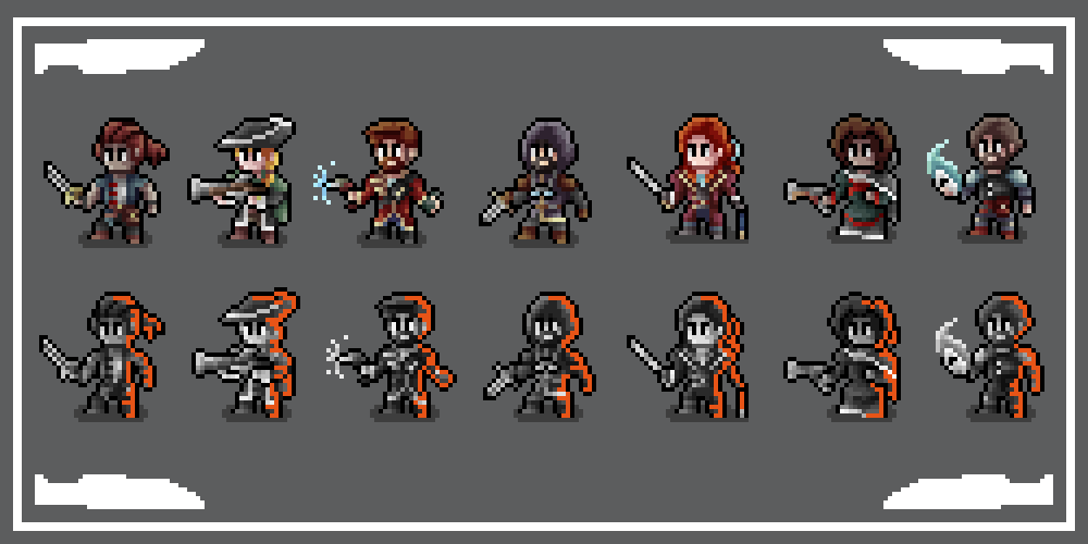 raul_volp's tweet photo. Last day of 2020, this cursed year, let's finish with something cool, a Blades in the Dark One Shot! =) #pixel #pixelart #2dart #2dartist #aseprite #digitalart #pixelartist #gameart #ttpgames #ドット絵 #vttrpg #rpg #ttprpg #bladesinthedark #rpgtokens #roll20 https://t.co/KoIg5M7nrf
