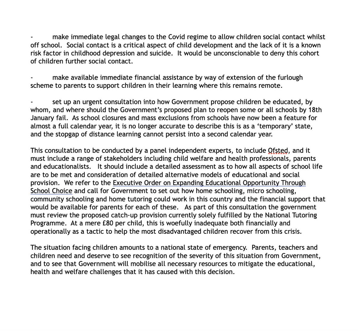 "The situation facing children amounts to a national state of emergency.  Parents, teachers and children need and deserve to see recognition of the severity of this situation from Government".

Our position statement on school closures attached in full here.  <a href="/T4Recovery/">Recovery</a>