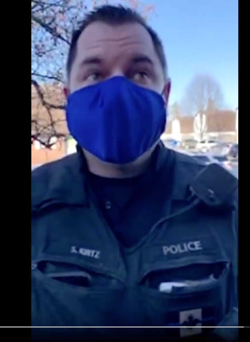 Stephen Kirtz. 2019 salary: $136,468. Thin Blue Line insignia on his uniform, at his home, and on social media. Threatened to arrest supporters at the eviction site. Partners with other officer Falyn Day.