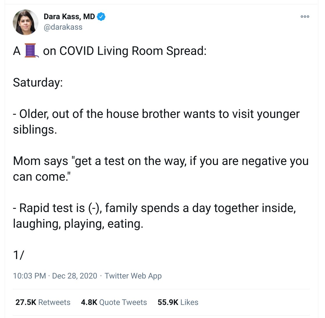 Yes, it's well-meaning and I don't object at all to the message that we should try to make best choice possible, but those 27K retweets? We're misleading ourselves. We want to blame individuals when we've set it up for everyone to fail. We need *more* rapid tests, not less.