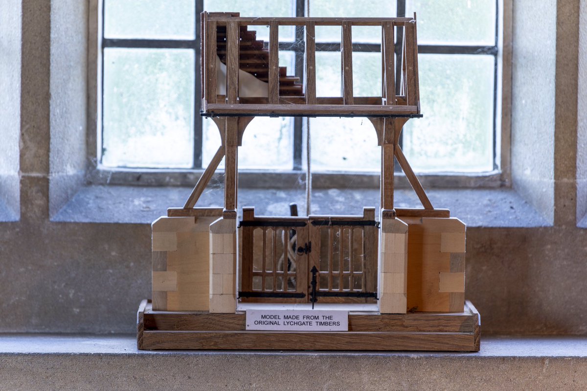 One of our volunteers at Temple Corsley, Wiltshire made a model of the 19th-century lychgate that leads into their church. A skilled model-maker, David used an old, decayed timber element from the lychgate to make this model. 5/6