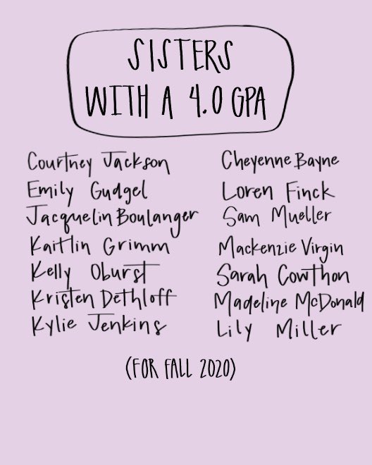 shoutout to our girls that finished last semester with a 4.0! 📚