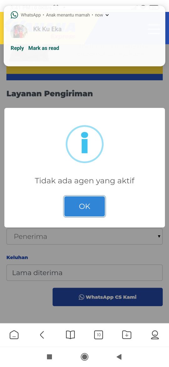 Le6ilman's tweet photo. Hi @WahanaExpress paket takunjung tiba dari kmrin status masih disemper, Lambat kali,. Coba Hub CS : tidak ada agent yg aktif https://t.co/Dyvc7miAjl